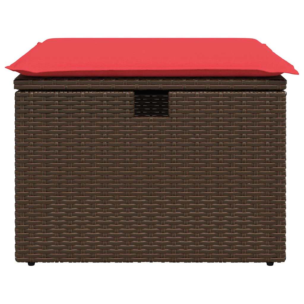 Sgabello da giardino con cuscino marrone 55x55x37 cm in polyrattan - homemem39