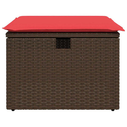 Sgabello da giardino con cuscino marrone 55x55x37 cm in polyrattan - homemem39