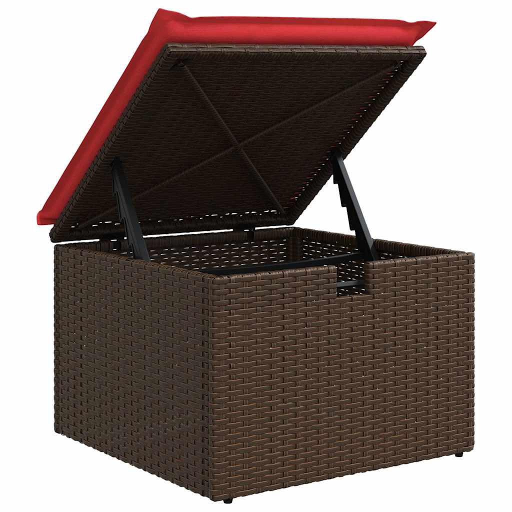 Sgabello da giardino con cuscino marrone 55x55x37 cm in polyrattan - homemem39