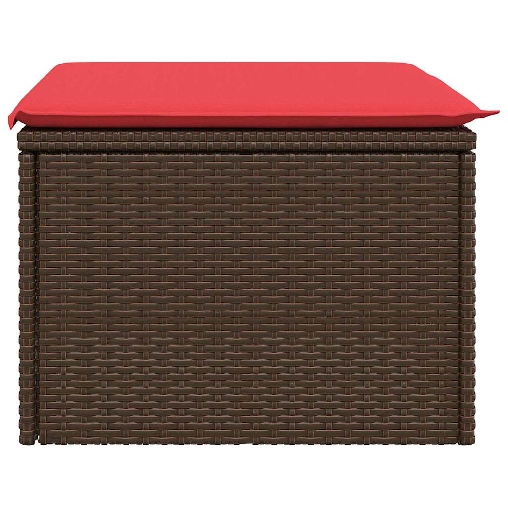 Sgabello da giardino con cuscino marrone 55x55x37 cm in polyrattan - homemem39