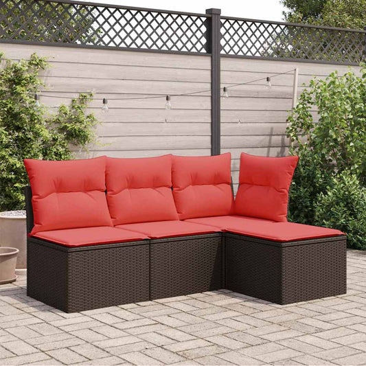 Sgabello da giardino con cuscino marrone 55x55x37 cm in polyrattan - homemem39