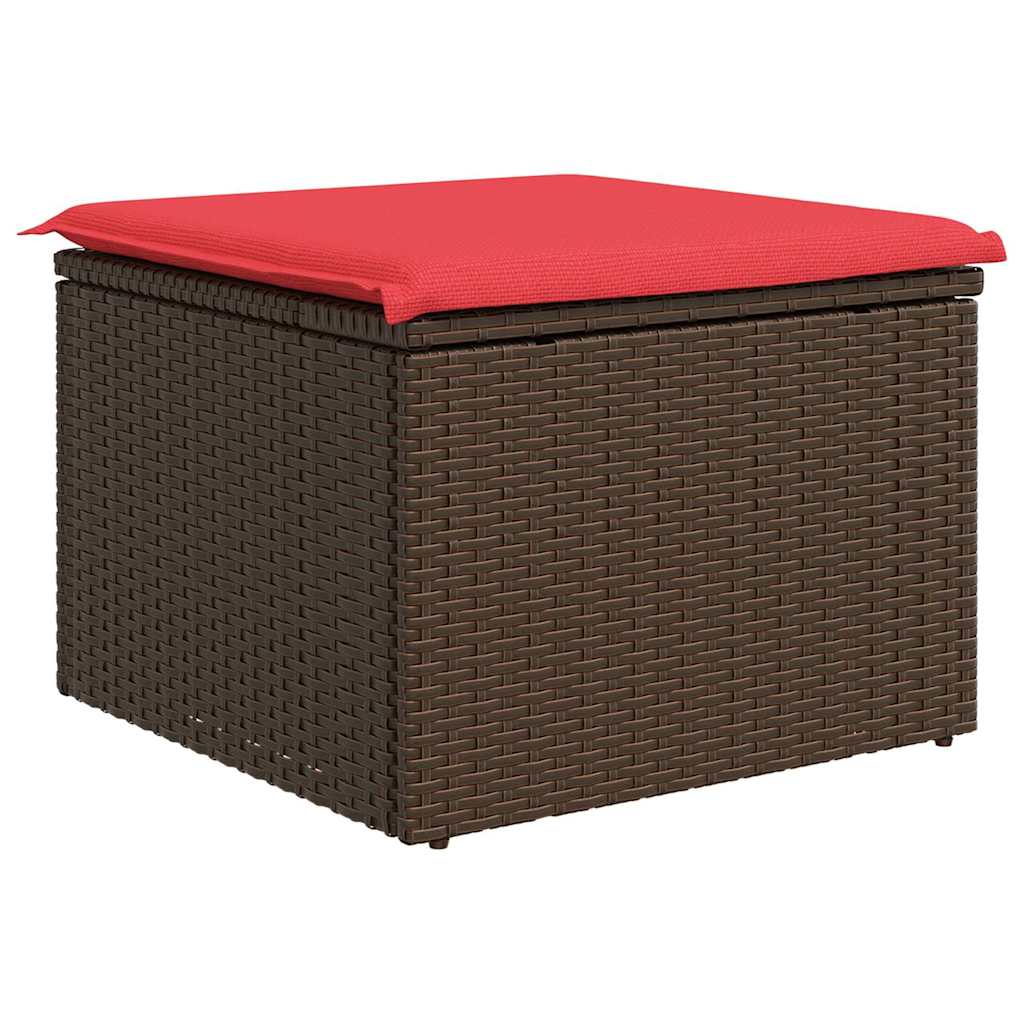 Sgabello da giardino con cuscino marrone 55x55x37 cm in polyrattan - homemem39