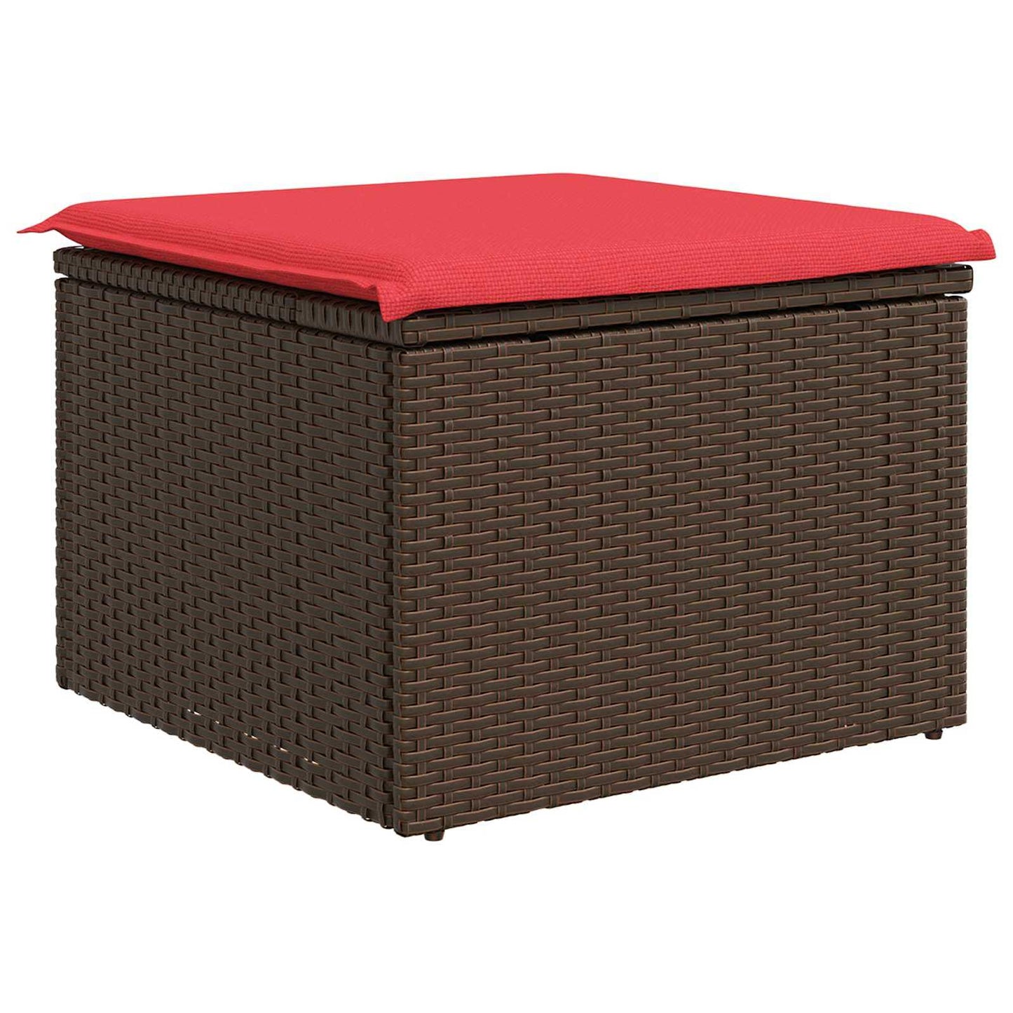 Sgabello da giardino con cuscino marrone 55x55x37 cm in polyrattan