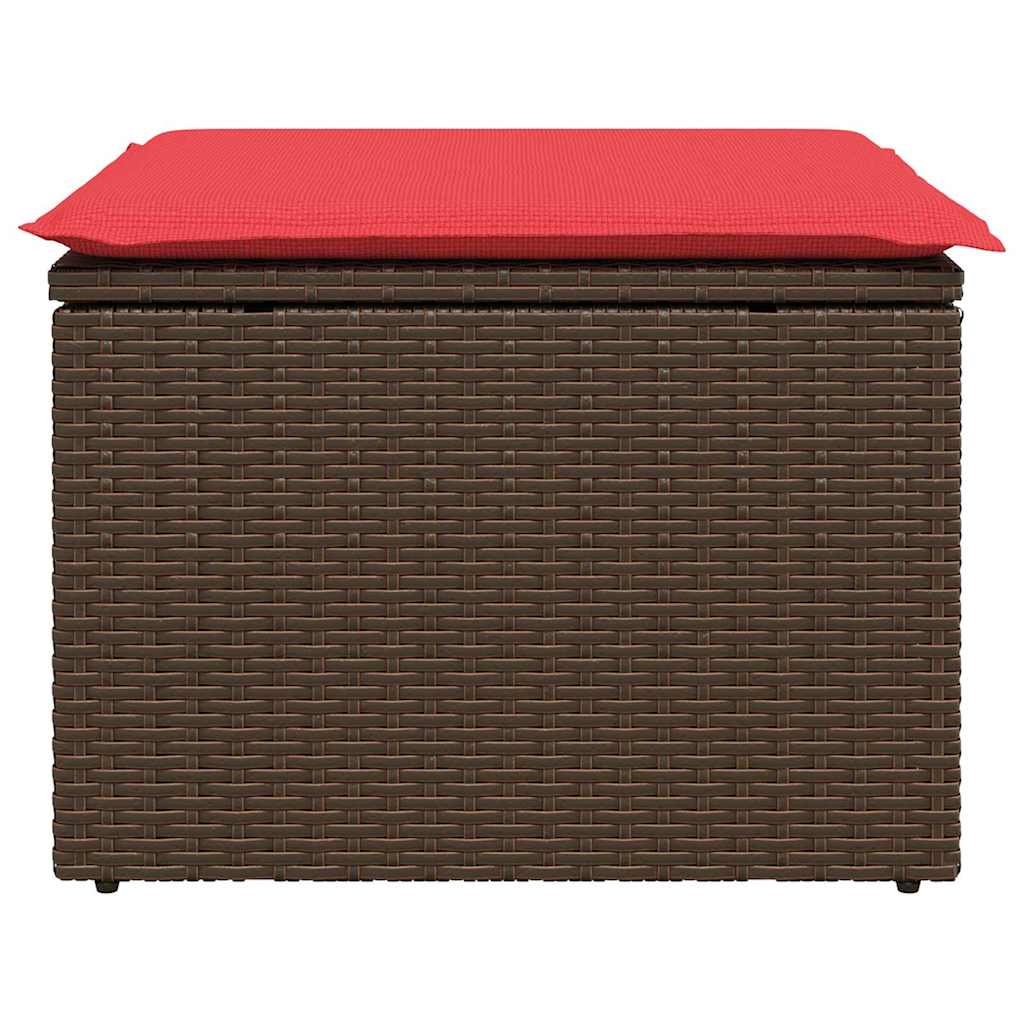 Sgabello da giardino con cuscino marrone 55x55x37 cm in polyrattan - homemem39