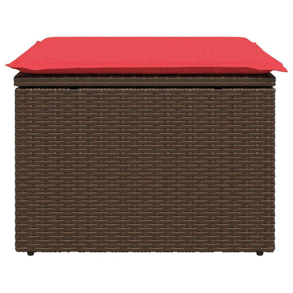 Sgabello da giardino con cuscino marrone 55x55x37 cm in polyrattan - homemem39