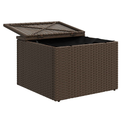 Sgabello da giardino con cuscino marrone 55x55x37 cm in polyrattan