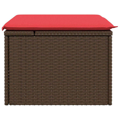 Sgabello da giardino con cuscino marrone 55x55x37 cm in polyrattan - homemem39