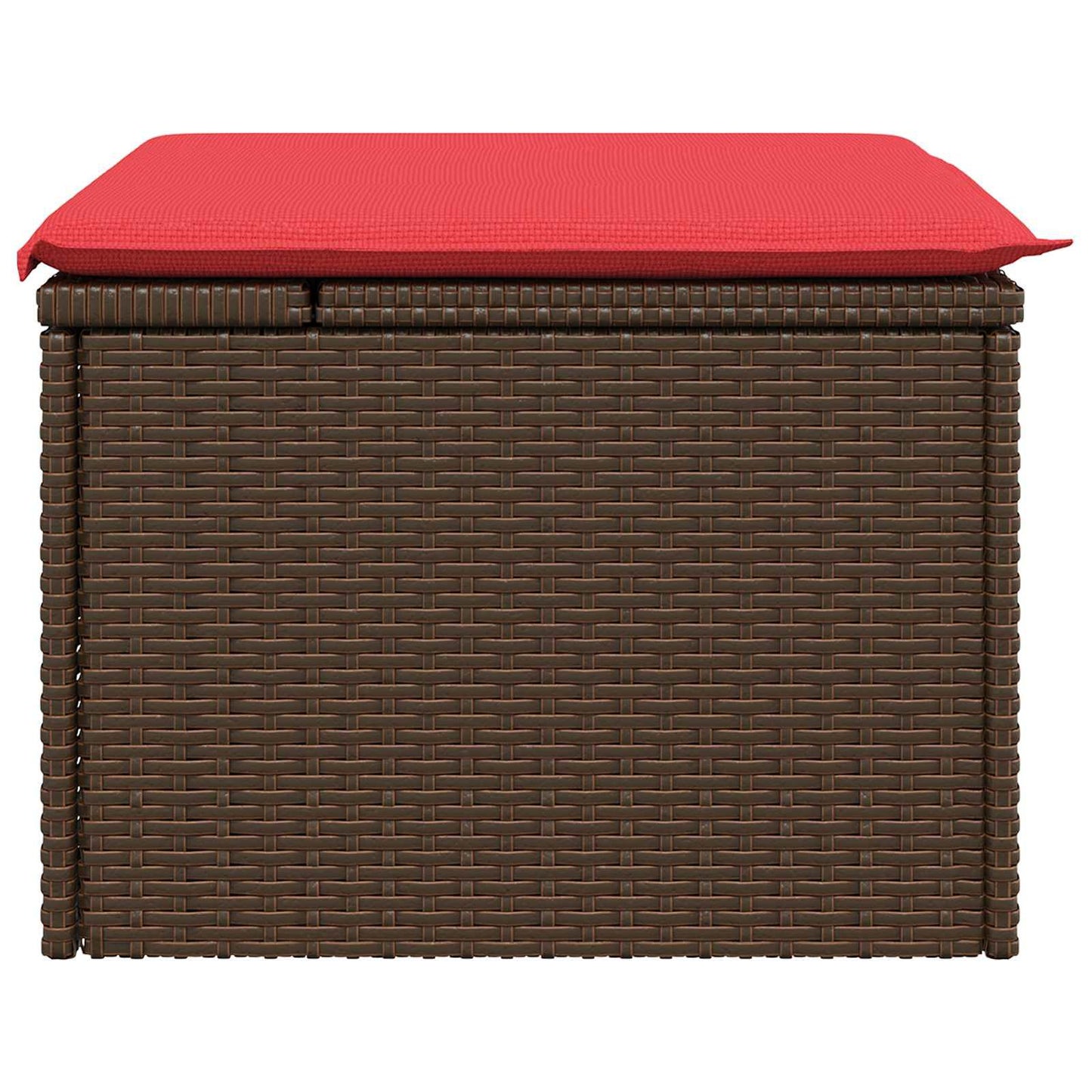 Sgabello da giardino con cuscino marrone 55x55x37 cm in polyrattan