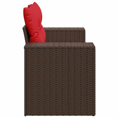 Divano da giardino con cuscini a 2 posti marrone in polyrattan | homemem39