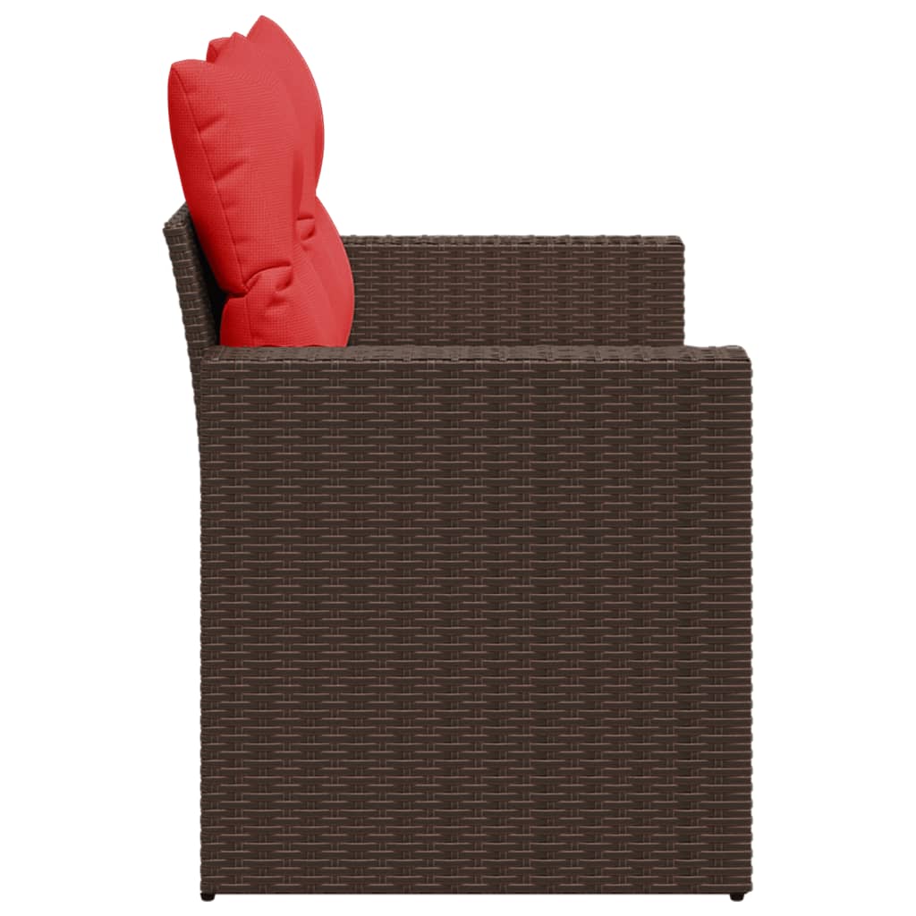 Divano da giardino con cuscini a 2 posti marrone in polyrattan | homemem39
