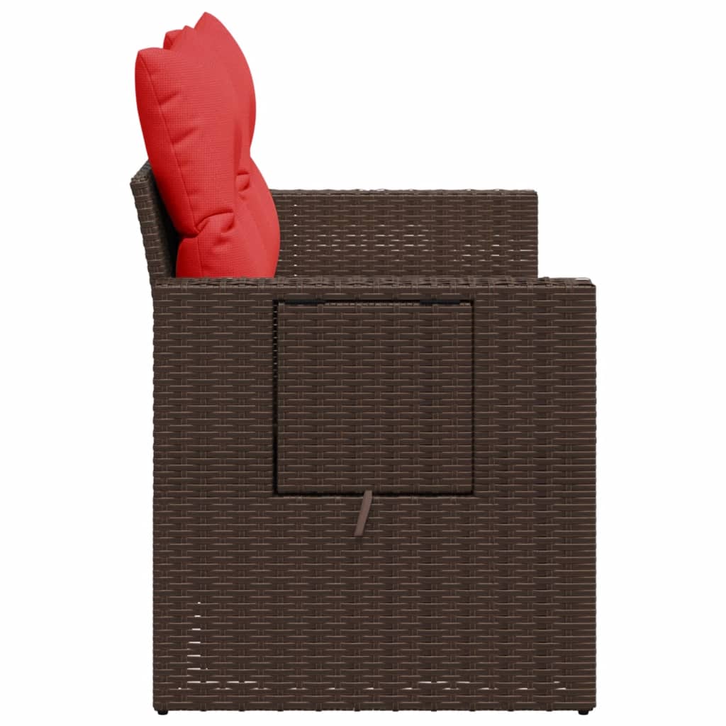 Divano da giardino con cuscini a 2 posti marrone in polyrattan | homemem39