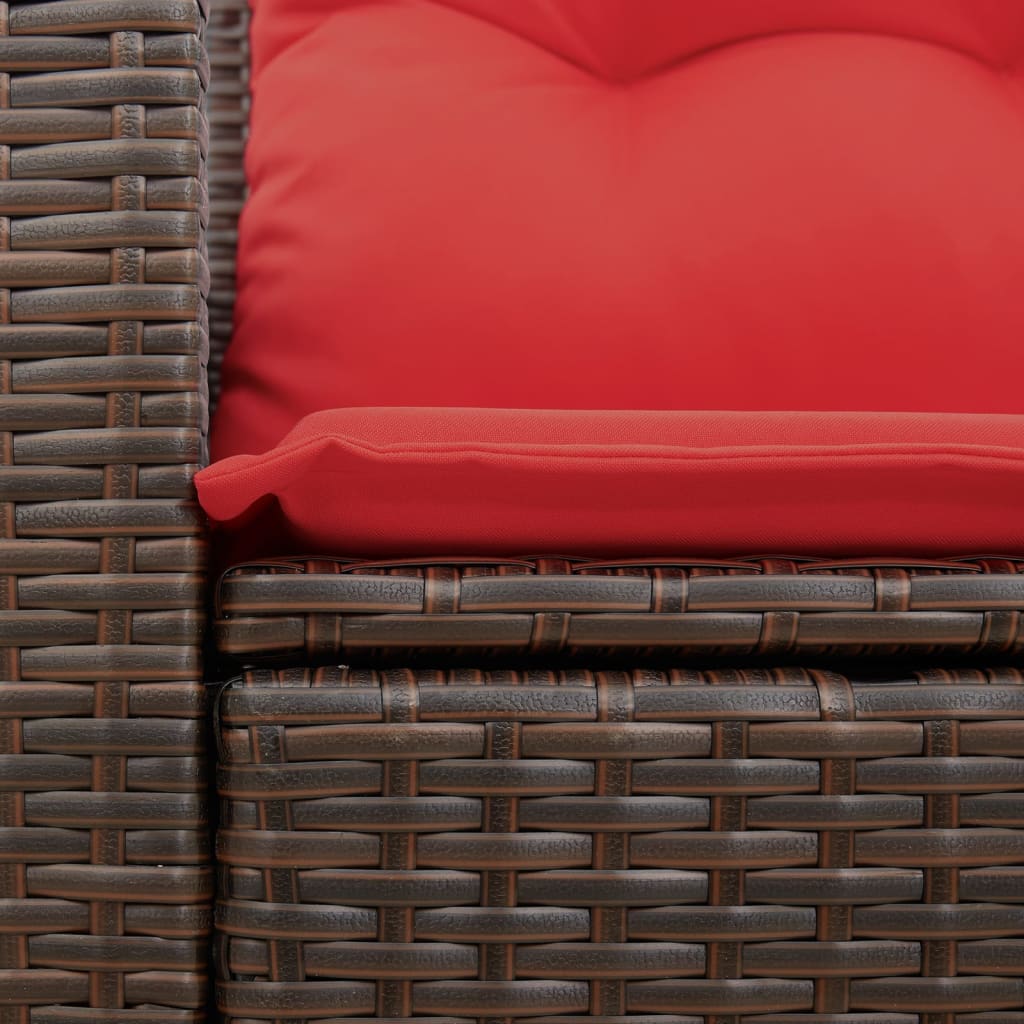 Divano da giardino con cuscini a 2 posti marrone in polyrattan | homemem39