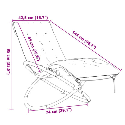 Lettino Prendisole Geometrico con Cuscino Nero e Grigio Acciaio - homemem39