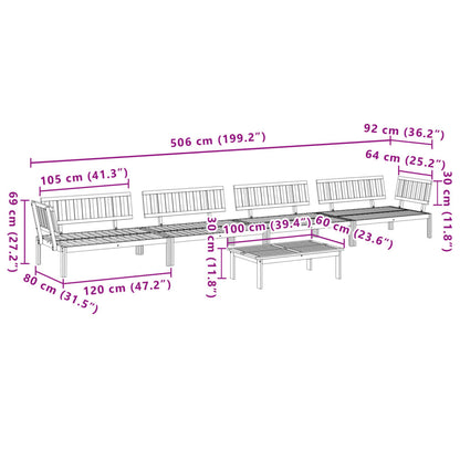 Set Divano Pallet da Giardino 5 pz in Legno Massello di Acacia | homemem39