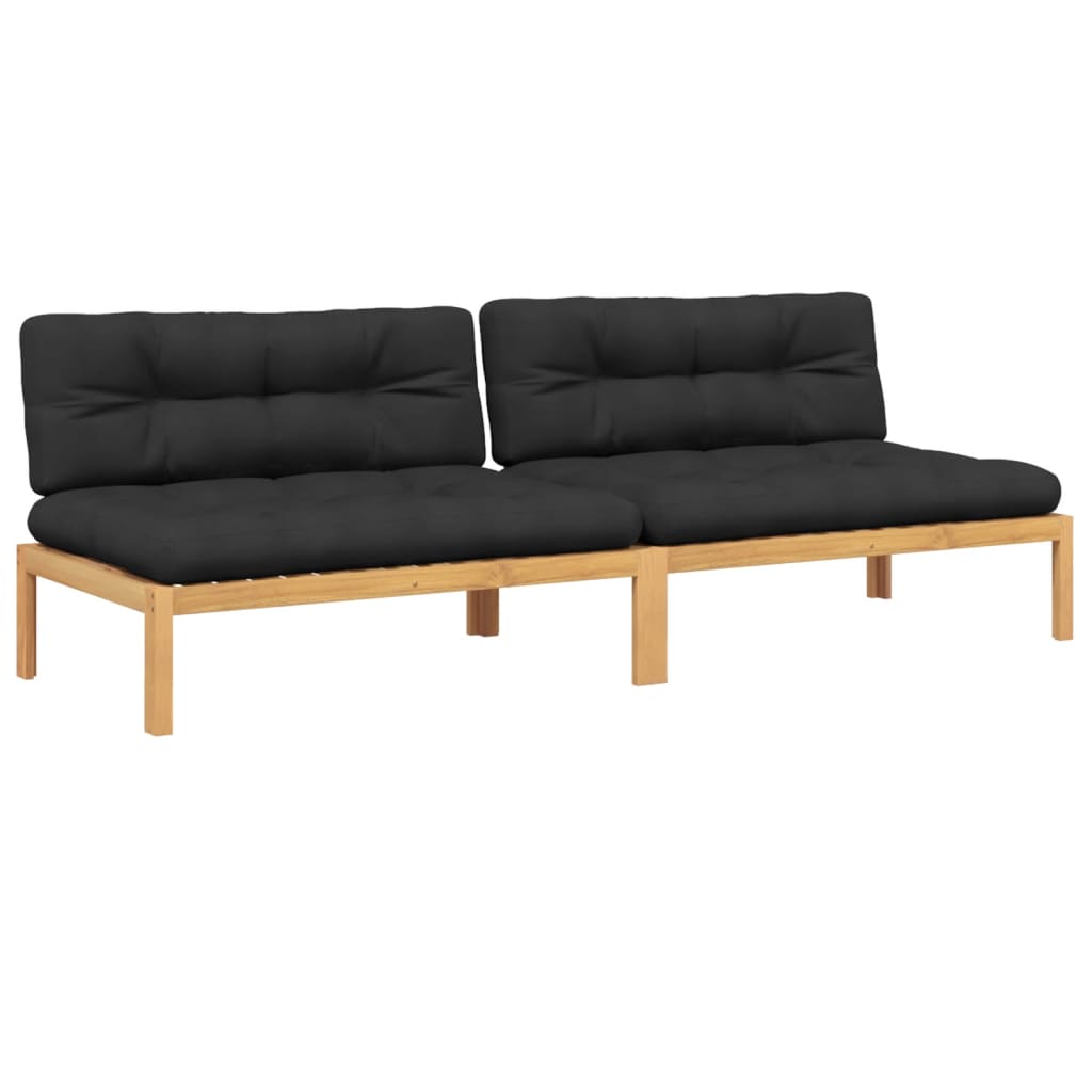 Divani Centrali Pallet Giardino 2pz con Cuscini Massello Acacia | homemem39