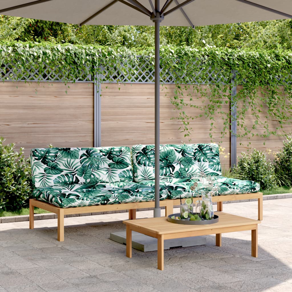 Divani Centrali Pallet Giardino 2pz con Cuscini Massello Acacia