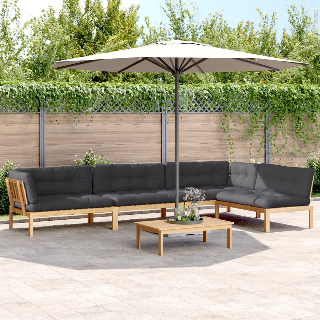 Set Divano Pallet Giardino 5pz con Cuscini Massello Acacia | homemem39