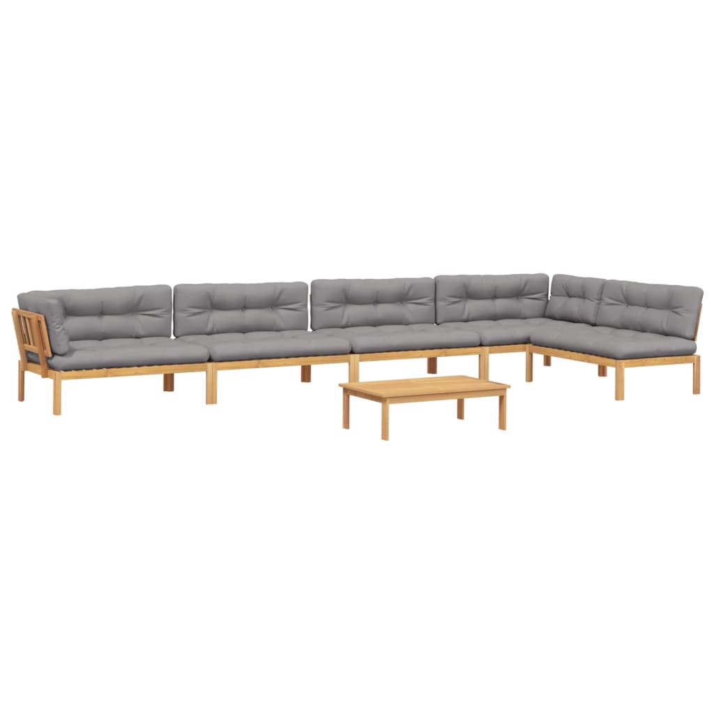 Set Divano Pallet da Giardino 6 pz con Cuscini Massello Acacia | homemem39