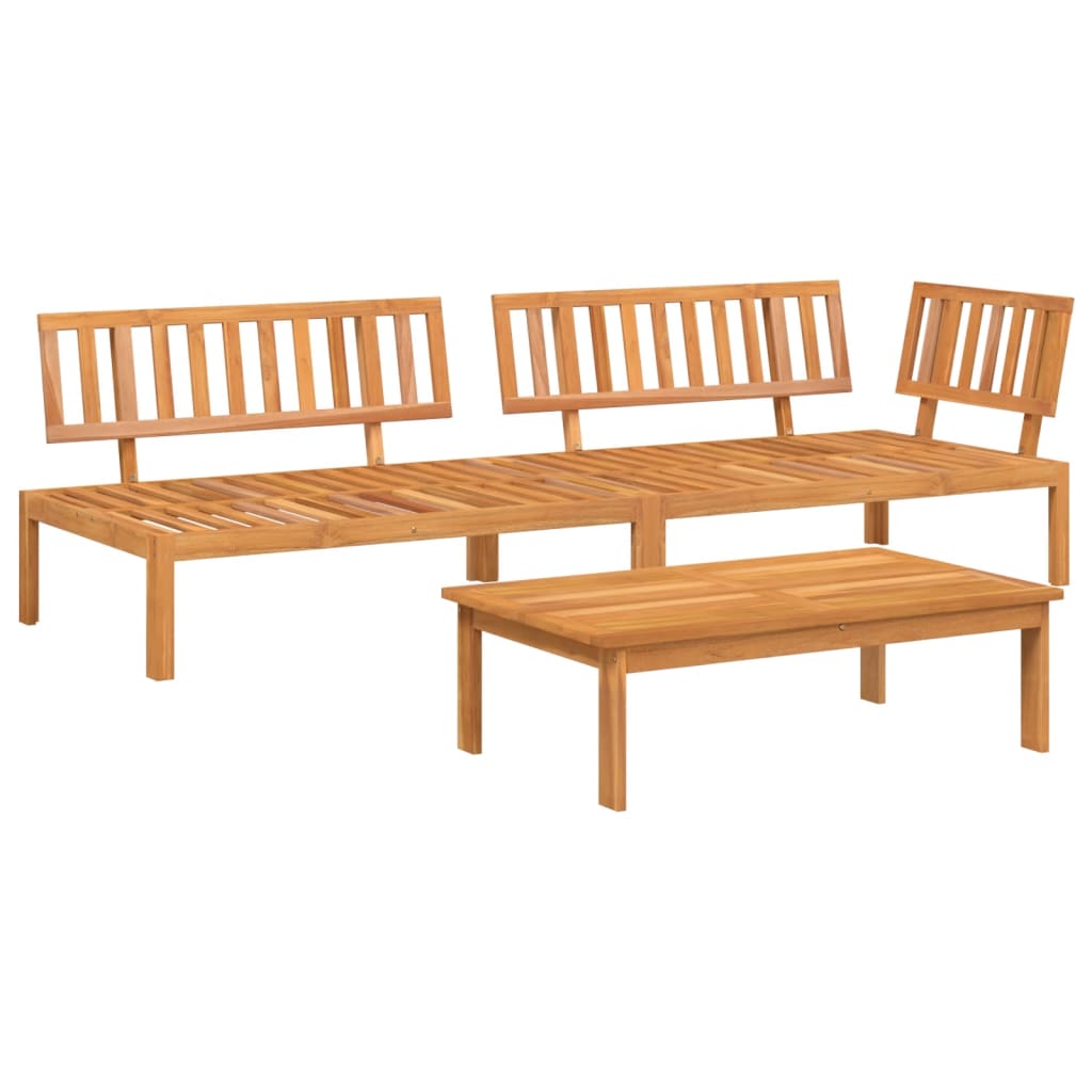 Set Divano Pallet da Giardino 3 pz in Legno Massello di Acacia | homemem39