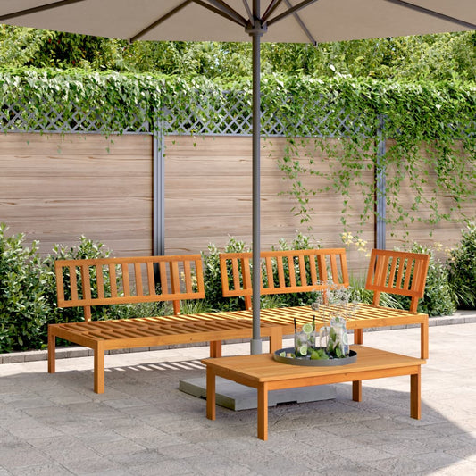 Set Divano Pallet da Giardino 3 pz in Legno Massello di Acacia | homemem39