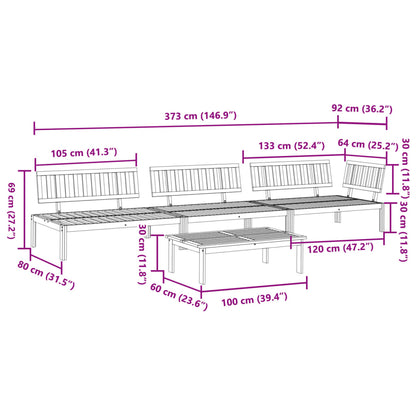 Set Divano Pallet da Giardino 4 pz in Legno Massello di Acacia | homemem39