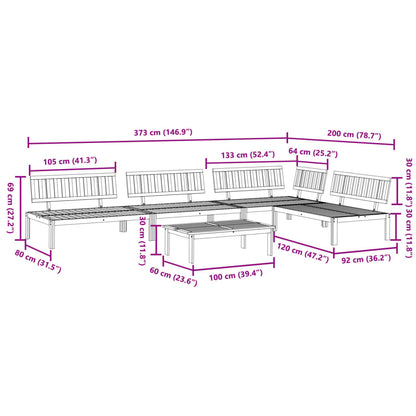 Set Divano Pallet da Giardino 5 pz in Legno Massello di Acacia | homemem39