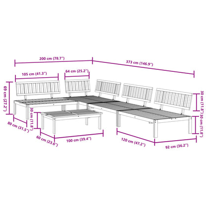 Set Divano Pallet da Giardino 5 pz in Legno Massello di Acacia | homemem39