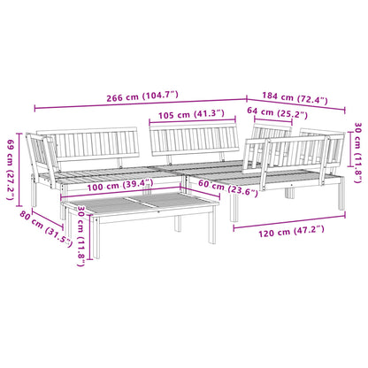 Set Divano Pallet da Giardino 4 pz in Legno Massello di Acacia | homemem39