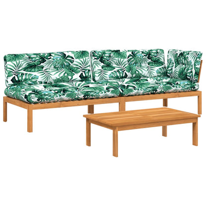 Set Divano Pallet Giardino 3pz con Cuscini Massello Acacia | homemem39