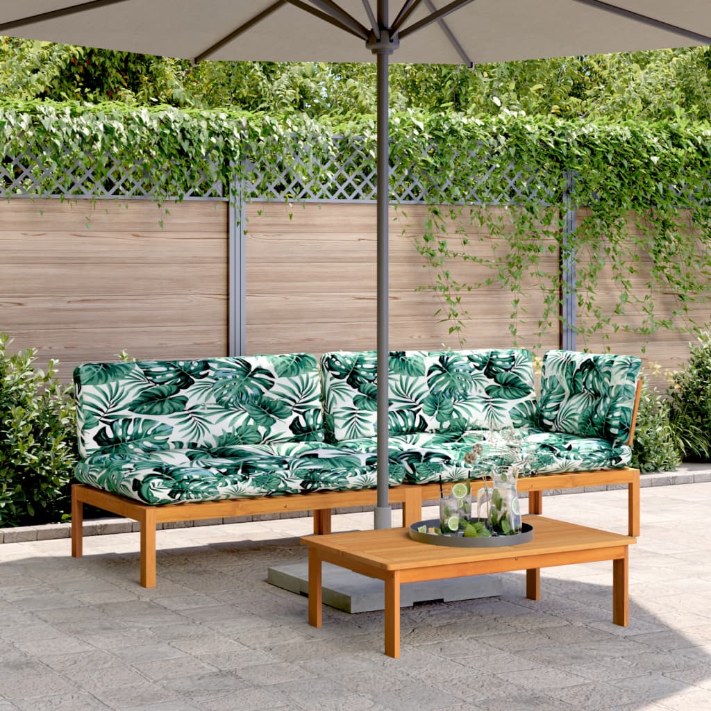 Set Divano Pallet Giardino 3pz con Cuscini Massello Acacia | homemem39