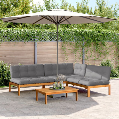 Set Divani Pallet Giardino 4pz Cuscini Legno Massello Acacia | homemem39