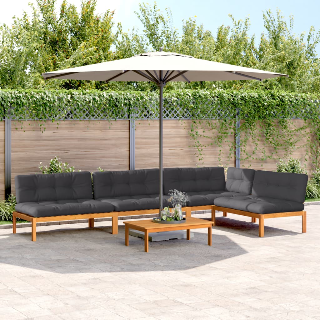 Set Divano Pallet Giardino 5pz con Cuscini Massello Acacia | homemem39