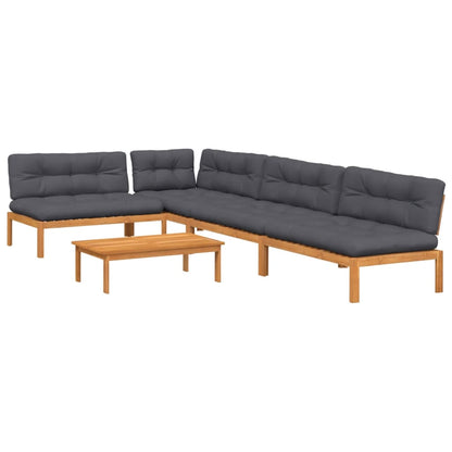 Set Divano Pallet Giardino 5pz con Cuscini Massello Acacia | homemem39