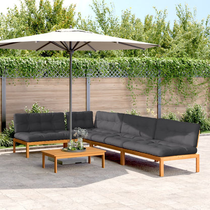 Set Divano Pallet Giardino 5pz con Cuscini Massello Acacia | homemem39