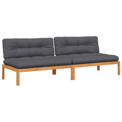 Divani Centrali Pallet Giardino con Cuscini 2pz Massello Acacia | homemem39