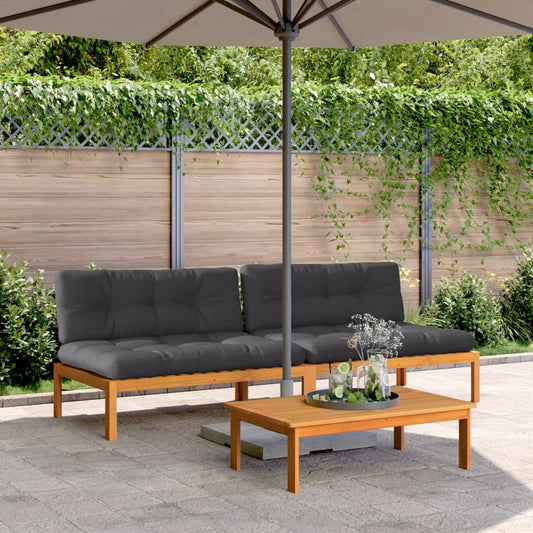 Divani Centrali Pallet Giardino con Cuscini 2pz Massello Acacia | homemem39