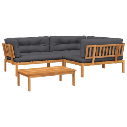 Set Divani Pallet Giardino 4pz Cuscini Legno Massello Acacia | homemem39