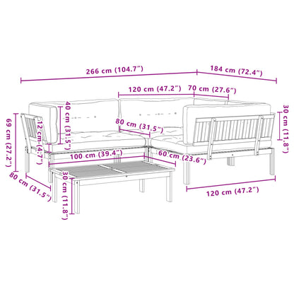 Set Divani Pallet Giardino 4pz Cuscini Legno Massello Acacia | homemem39