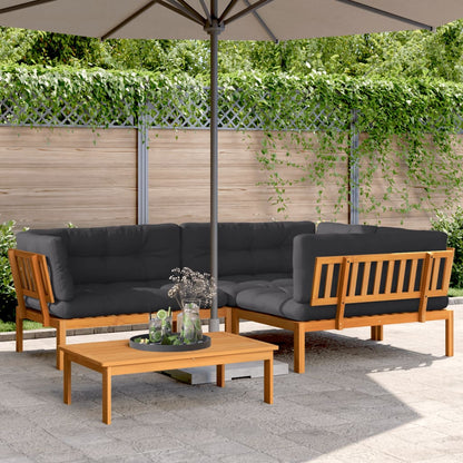 Set Divani Pallet Giardino 4pz Cuscini Legno Massello Acacia | homemem39