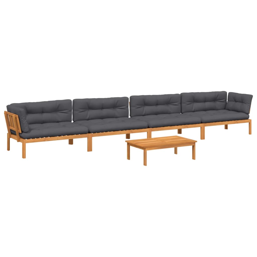 Set Divano Pallet Giardino 5pz con Cuscini Massello Acacia | homemem39