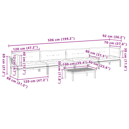 Set Divano Pallet Giardino 5pz con Cuscini Massello Acacia | homemem39