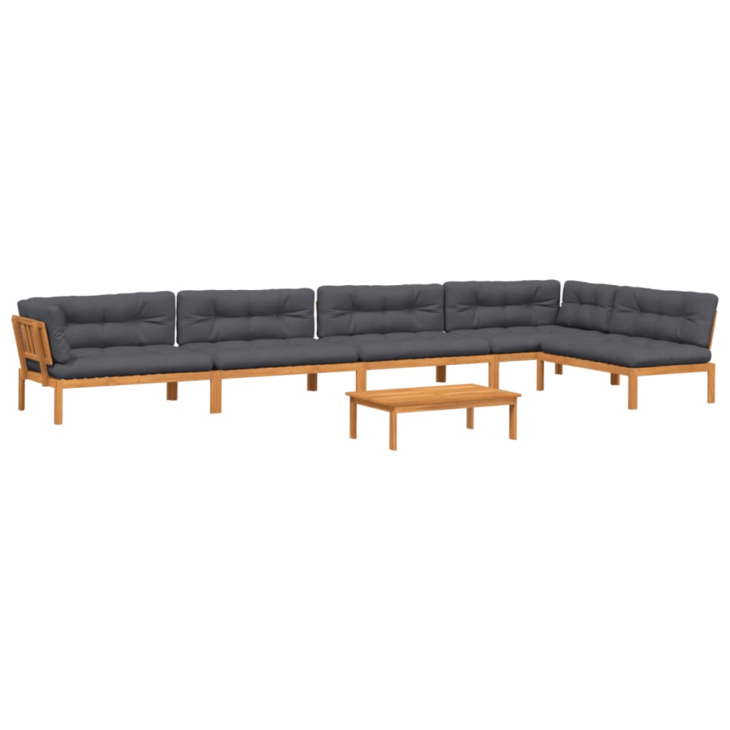 Set Divano Pallet da Giardino 6 pz con Cuscini Massello Acacia | homemem39