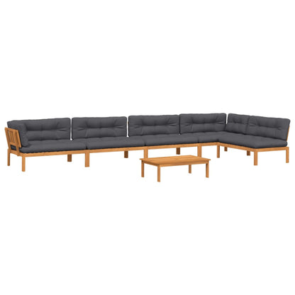 Set Divano Pallet da Giardino 6 pz con Cuscini Massello Acacia | homemem39