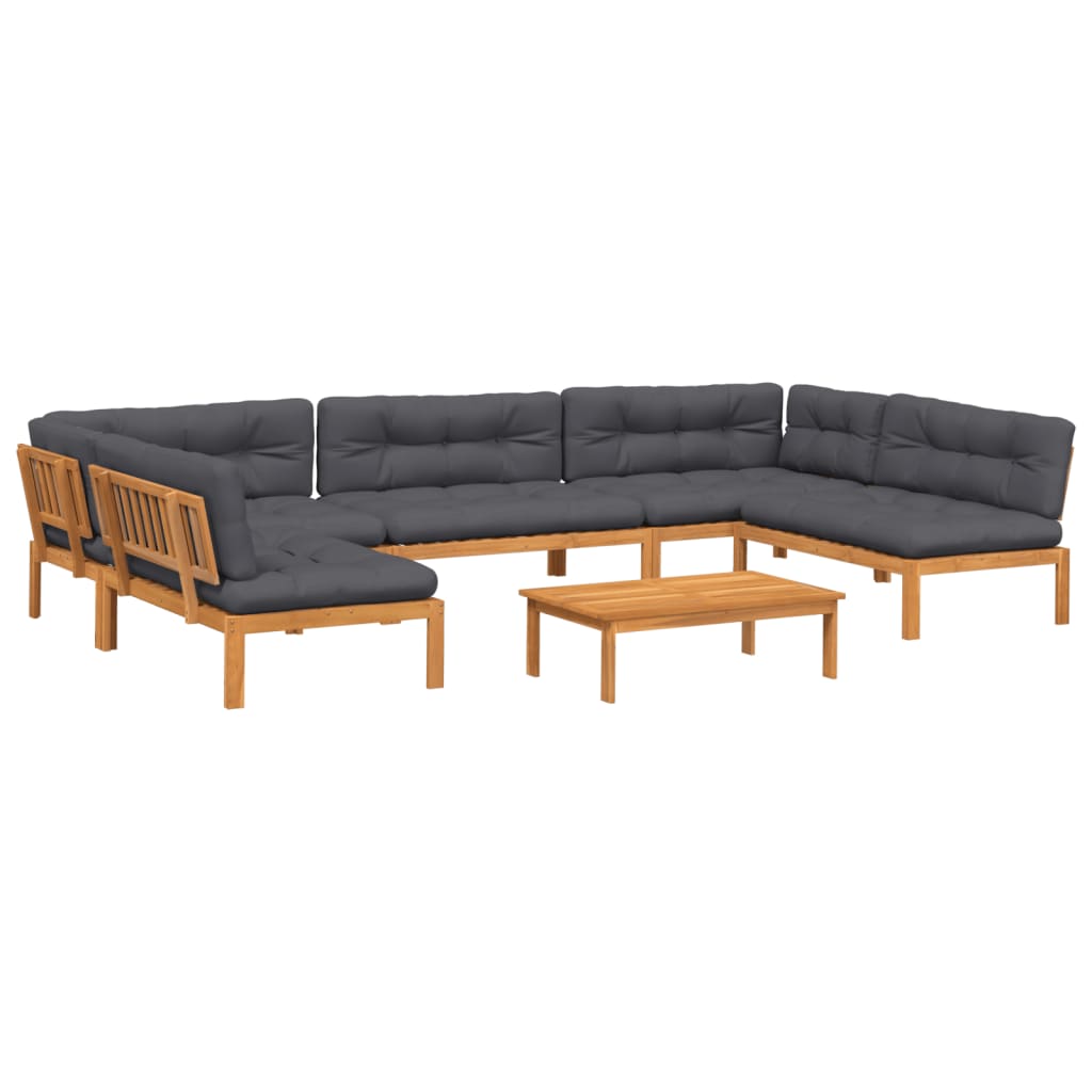 Set Divano Pallet da Giardino 6 pz con Cuscini Massello Acacia | homemem39