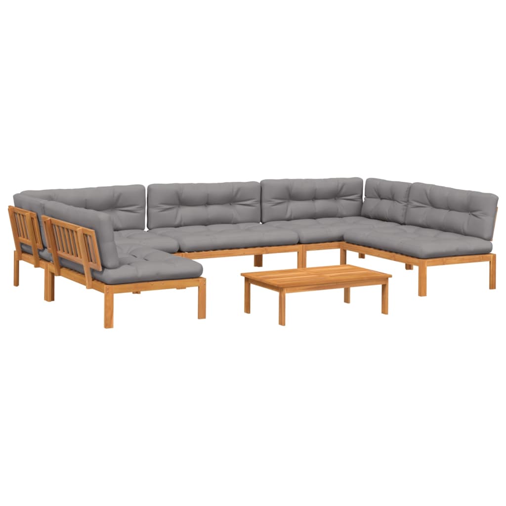 Set Divano Pallet da Giardino 6 pz con Cuscini Massello Acacia | homemem39