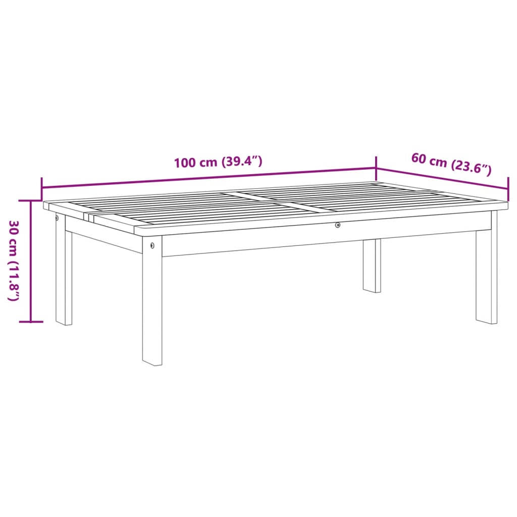 Tavolo da Giardino 100x60x30 cm in Legno Massello di Acacia | homemem39