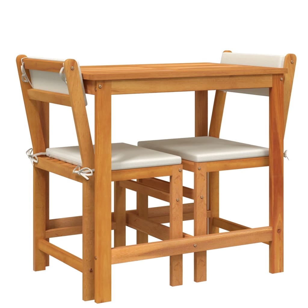 Set da Balcone 3pz con Cuscini in Legno Massello di Acacia | homemem39