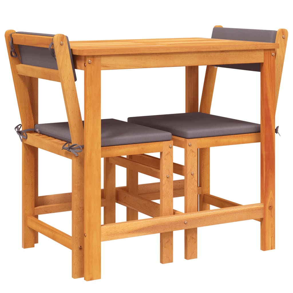 Set da Balcone 3pz con Cuscini in Legno Massello di Acacia | homemem39