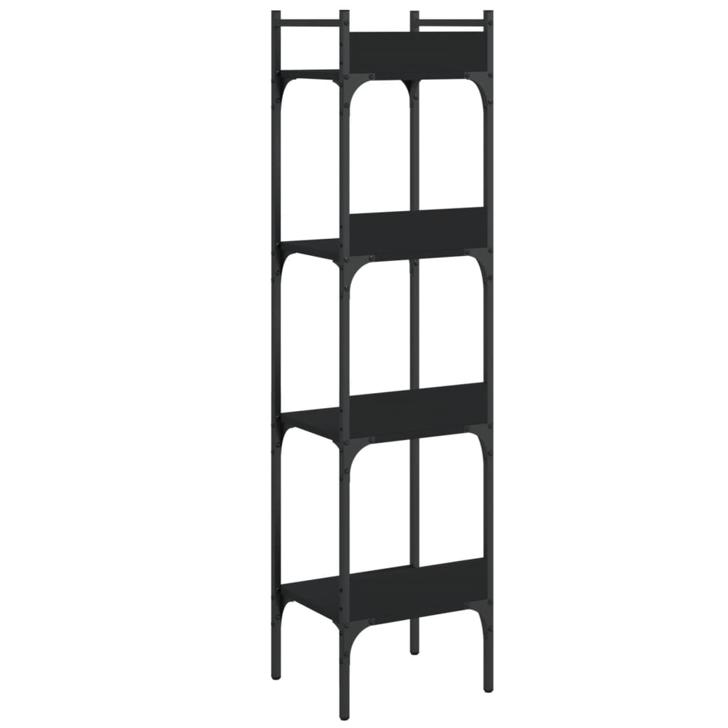 Libreria a 4 Ripiani Nera 35x30x138,5 cm in Legno Multistrato | homemem39