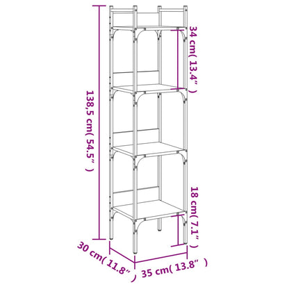 Libreria a 4 Ripiani Nera 35x30x138,5 cm in Legno Multistrato | homemem39